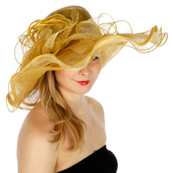 Flower feather sinamay dress hat